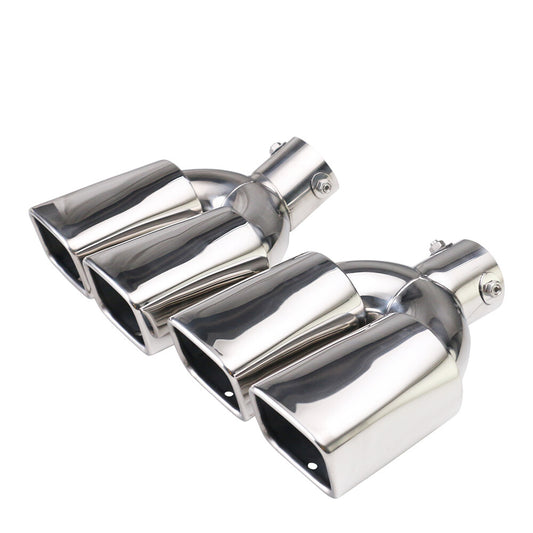 Pair 2.5 ID Screw-on Dual Exhaust Pipe Muffler Tips Square Tip 8769mm OD