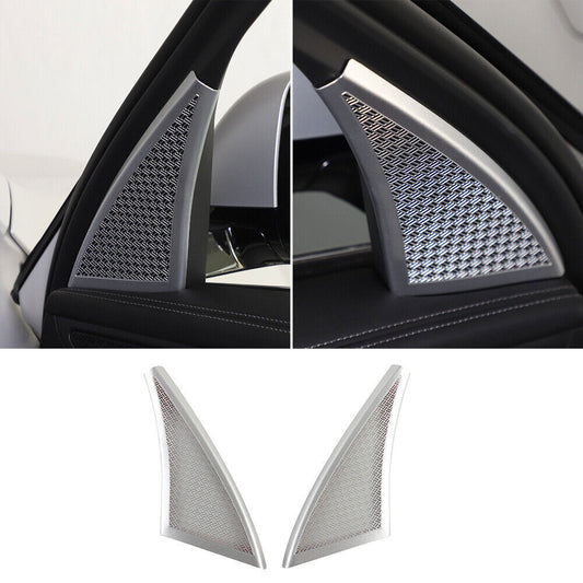 Matte Silver Inner Front Door Tweeter Horn Speaker Net Trim for BMW X1 2023-2025