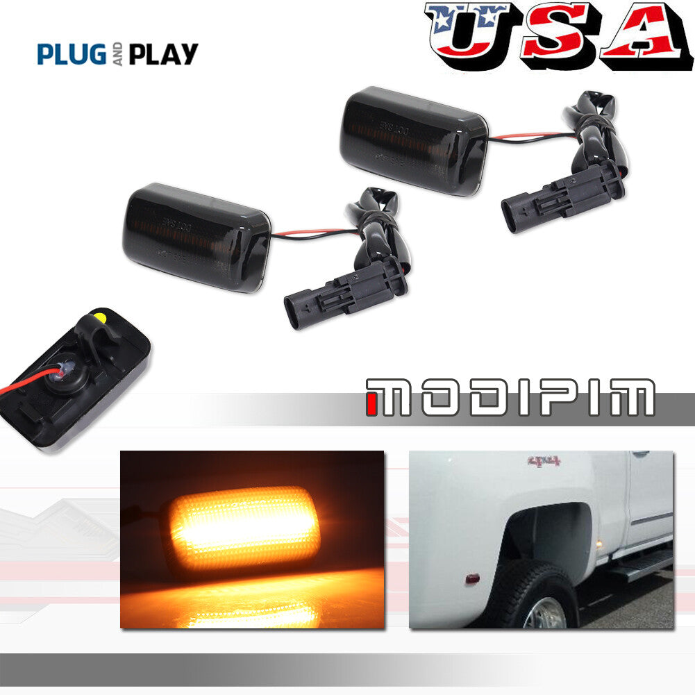 Piece Smoked Amber LED Side Marker Lighting Kit for 2015+ for GMC 2500HD 3500HD- v