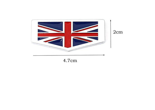 Car side fender rear badge sticker silver metallic England flag for mini