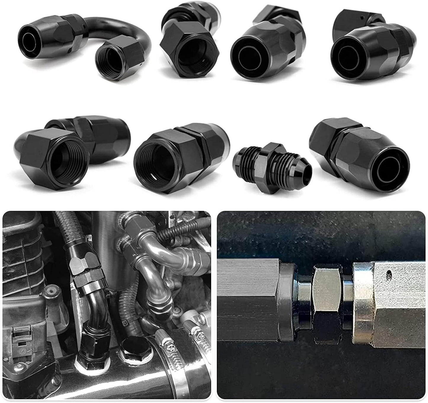 8AN AN8 Rotary Fuel Hose End Connector Hose Splitter Clamp Male Connector Adapter