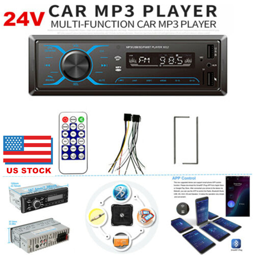 24V Truck Stereo Player with 4-Channel Digital Bluetooth Audio SD/FM/WMA/MP3 Radio - n