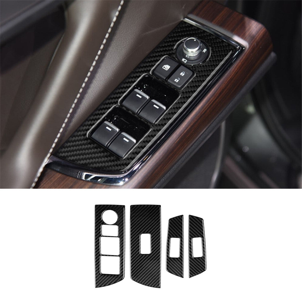 4Pcs Carbon Fiber Interior Window Lift Panel Cover Trim for Mazda CX-9 2016-2022