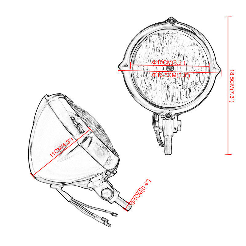 Chrome Polish Headlight Lamp Amber Lens for Harley Sportster Bobber Chopper Q