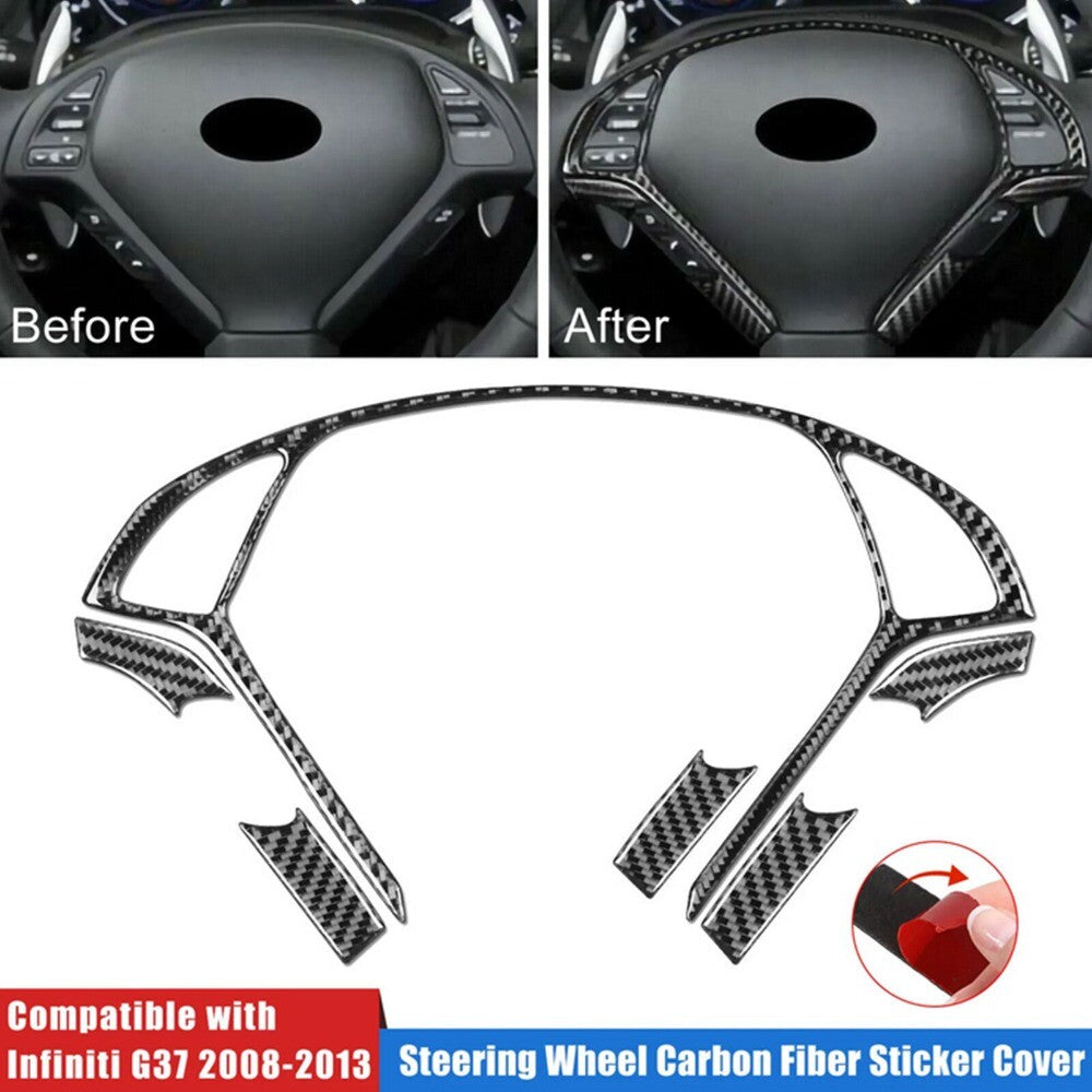 6Carbon Fiber Steering Wheel Cover Frame Trim for Infiniti G37 G35 2008-13 Q60 n