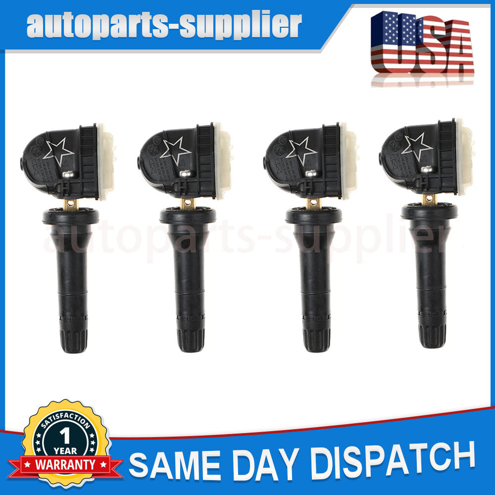 4-pack Tire Pressure Monitoring System (TPMS) sensors 13598772 and 13598771 for Chevrolet for GMC and for Buick .