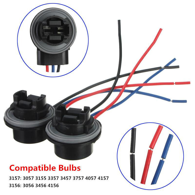 2x 3157 3357 4157 Bulb Socket Turn Signal Light Harness Wire Plug Connectors