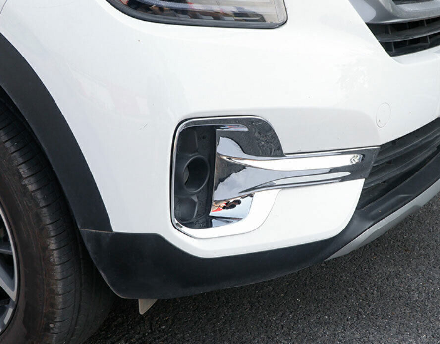 for Kia Seltos 2020-2022 2023 Chrome ABS Front Bumper Fog Light Lamp Cover Trims