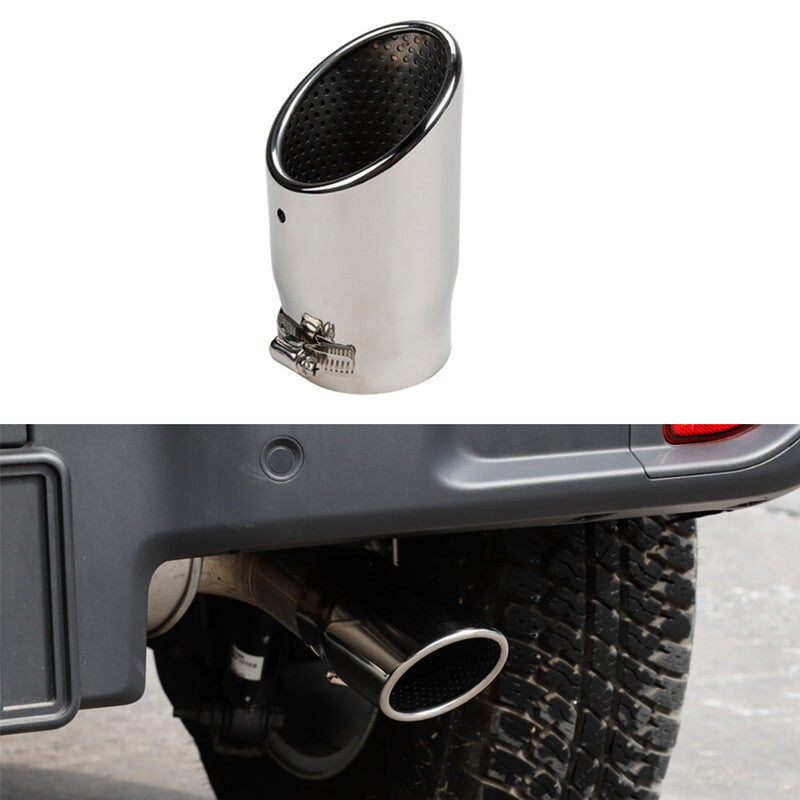1x Car Chrome Silver 87mm Mufflers Rear Tail Exhause Pipe Steel Exhaust Tip Tube
