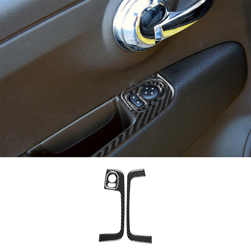 2Pcs Carbon Fiber Interior Decor Door Control Cover Trim For 2012-2015 for Fiat 500
