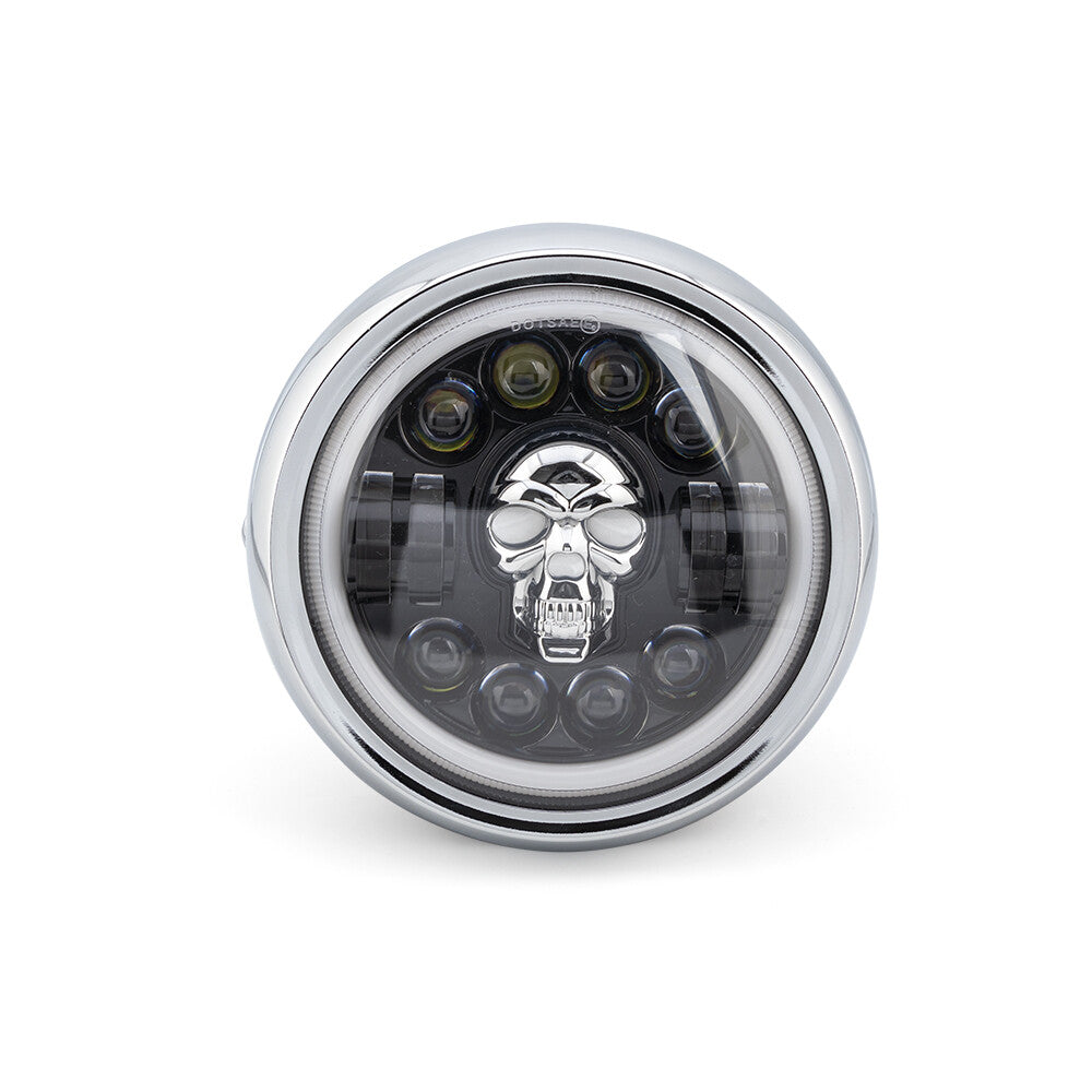New 7LED Motorcycle Modified Skull Headlight DRL Angel Eye Ring Light Custom Q