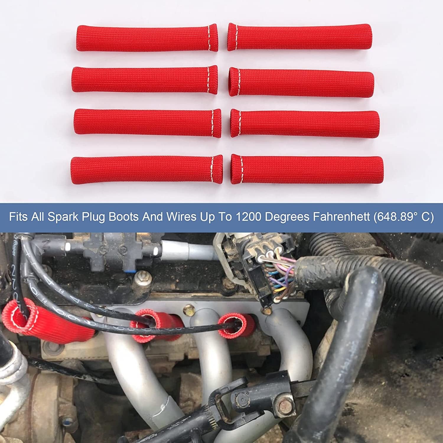 Red 2500¡ã Spark Plug Shoe Protector Heat Insulator for SBC BBC