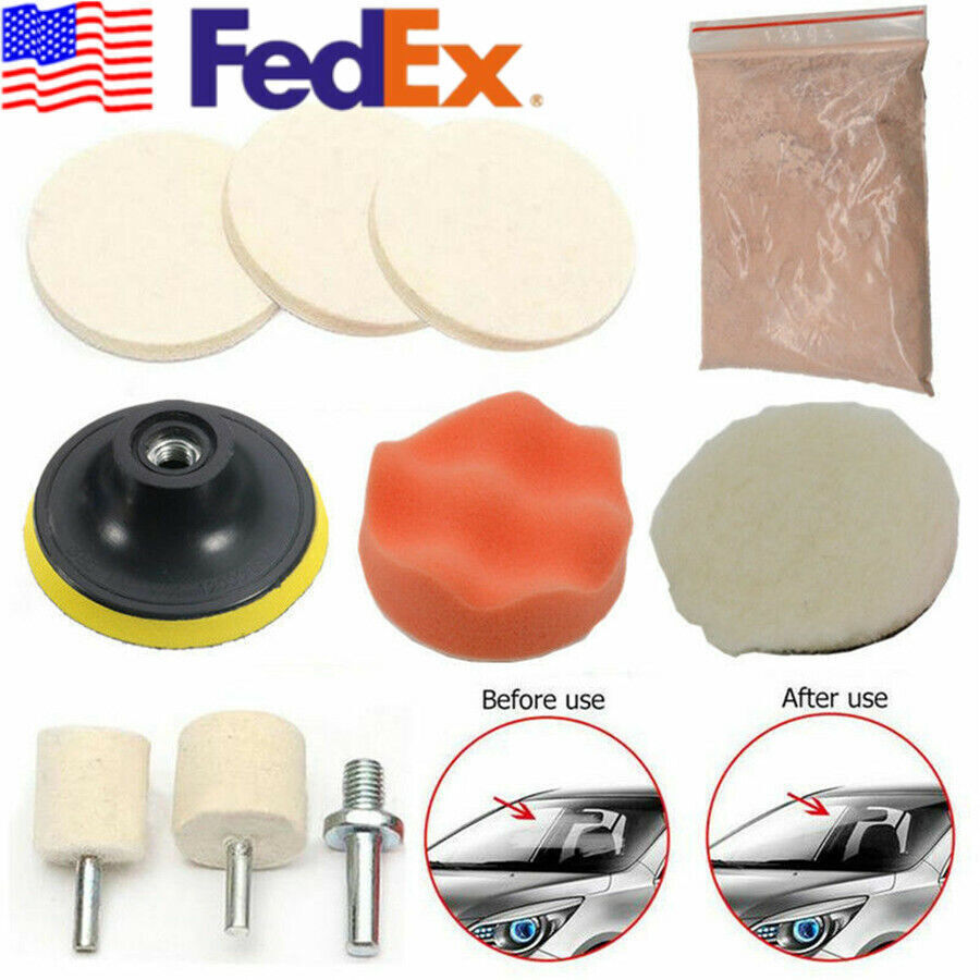 10 Pcs Windshield Windscreen Repair Polishing Set Wheel Cerium Oxide Powder Kit Q