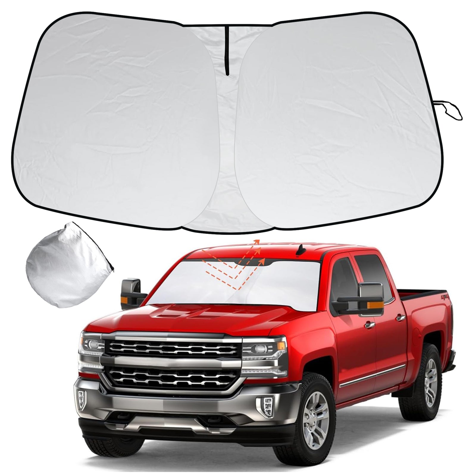For 14-19 for Chevy Silverado Cab Front Windshield Sun Shade Foldable Block UV Cover