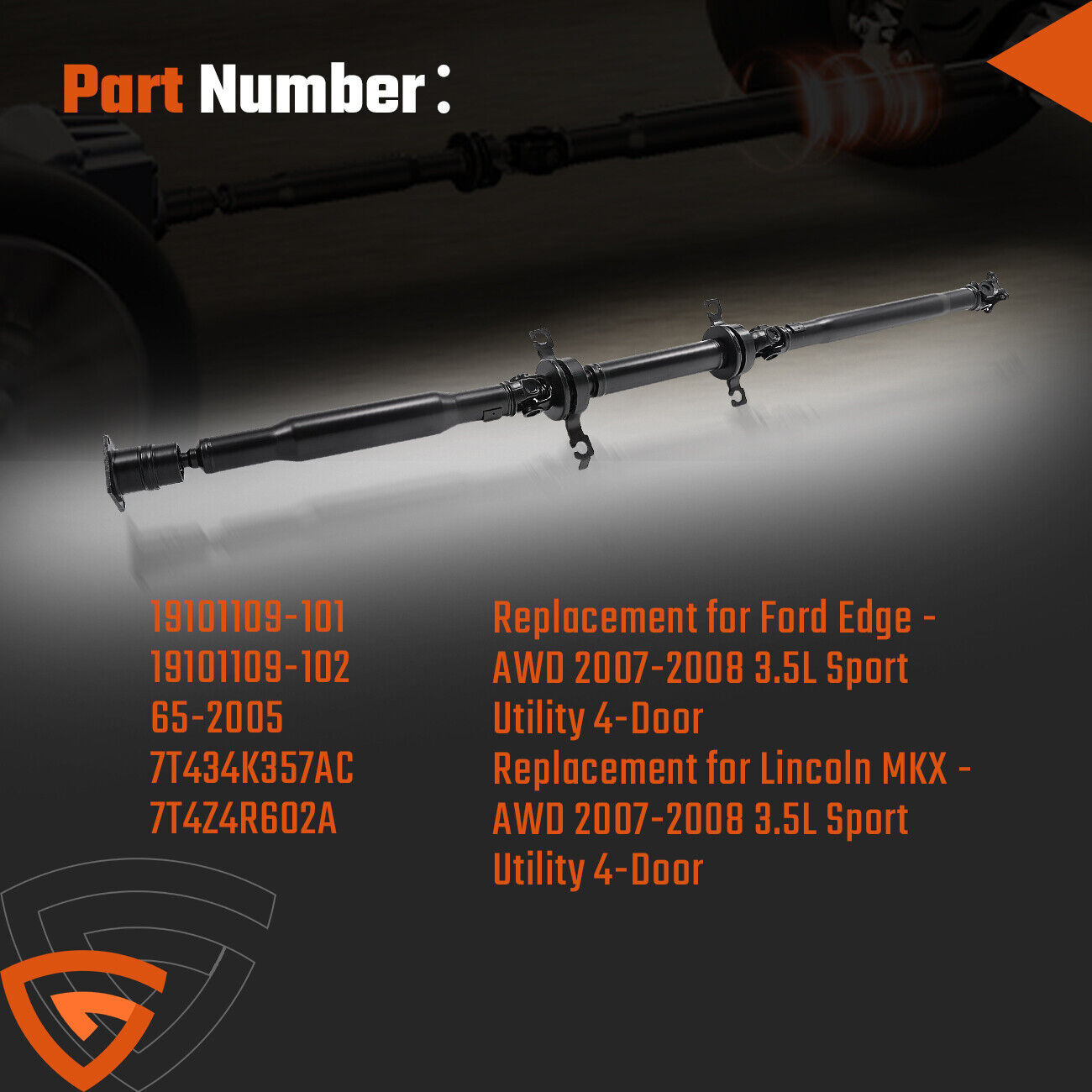3-Piece Rear Drive Shaft For 2007-2008 for Ford Edge for Lincoln MKX 3.5L 7T434K357AC