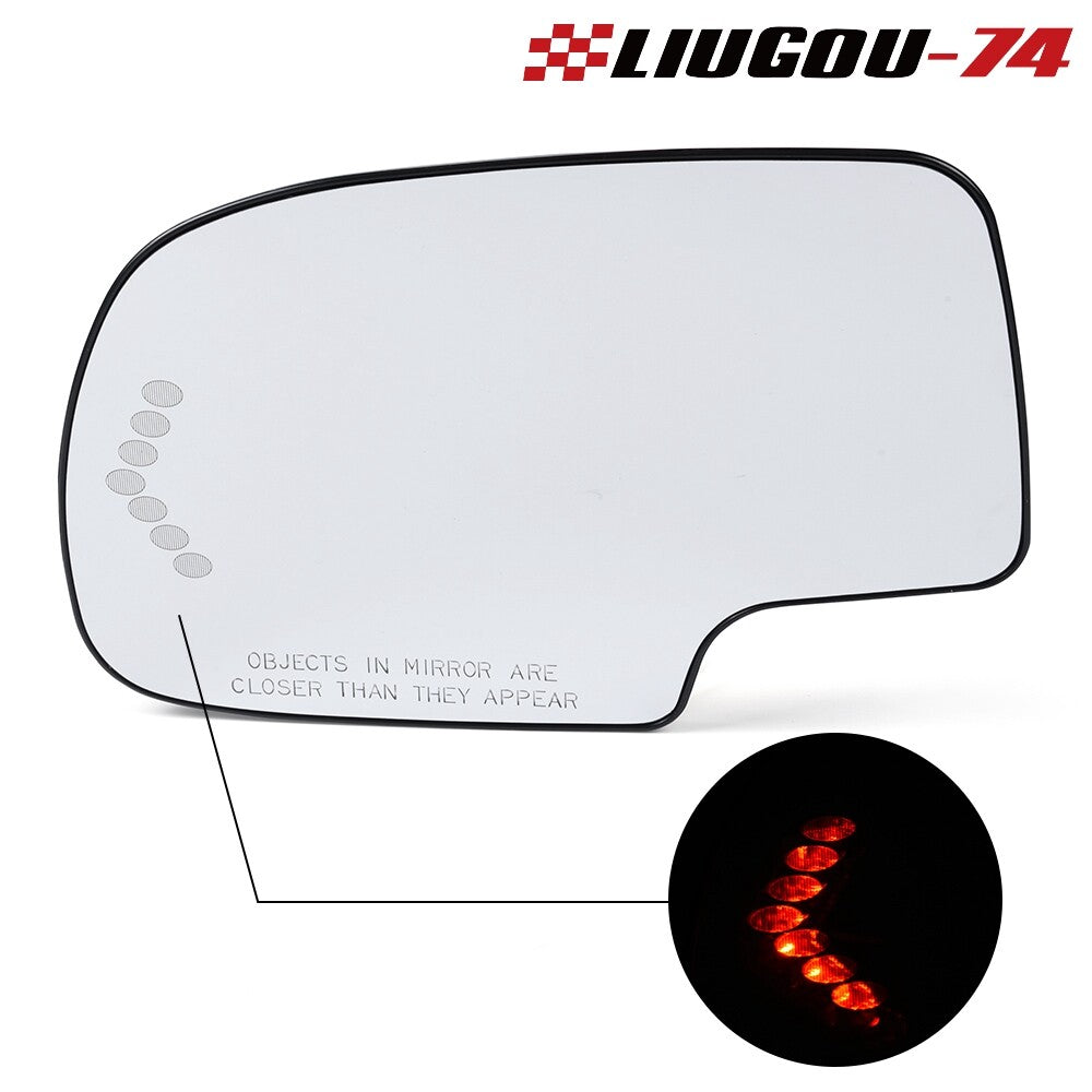 Fits 03-07 for GMC LH Heated LED Turn Signal Driver Side View Mirror Glass - v