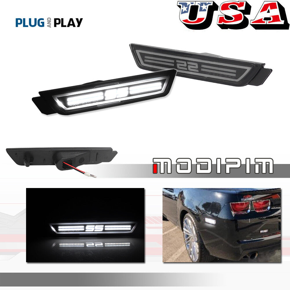 For 2010 - 2015 for Camaro Rear Bumper Side Markers with White LED Lights - v