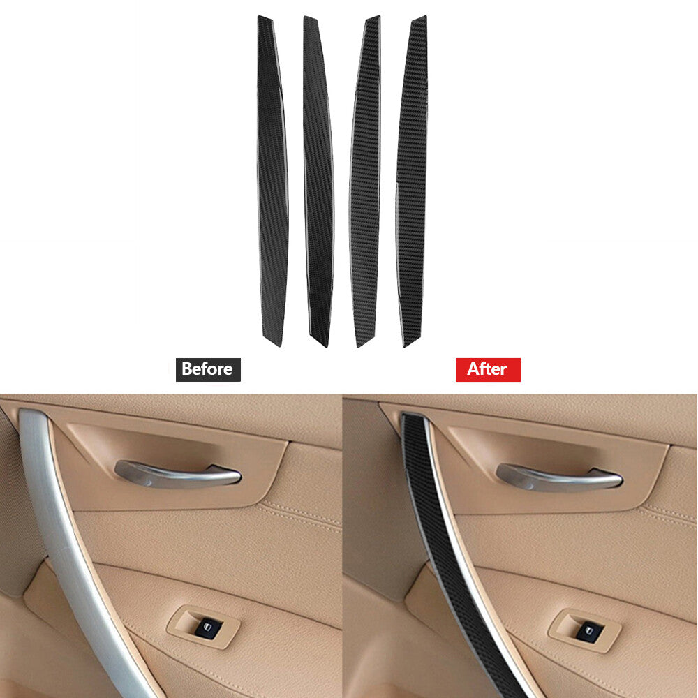 4X Carbon Fiber Interior Door Handle Trim for BMW X3 2004-2010