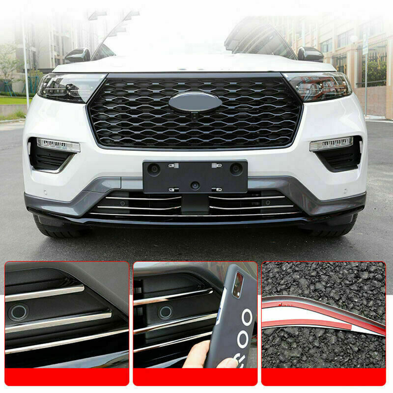 for Ford Explorer 2020-2022 Stainless Front Bumper Grill Grille Cover Strip Trim