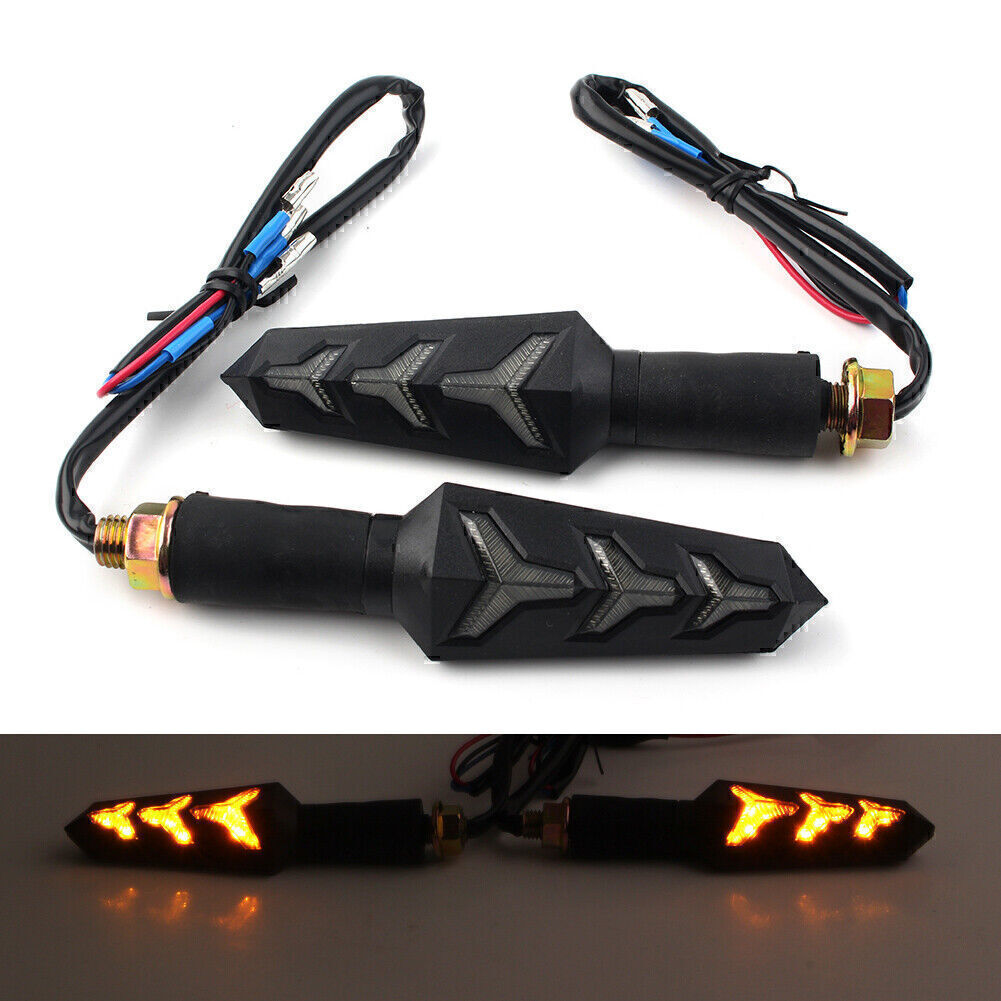 10mm Motorcycle LED Blinker Turn Signal Indicator Amber Lamp Universal Black Q