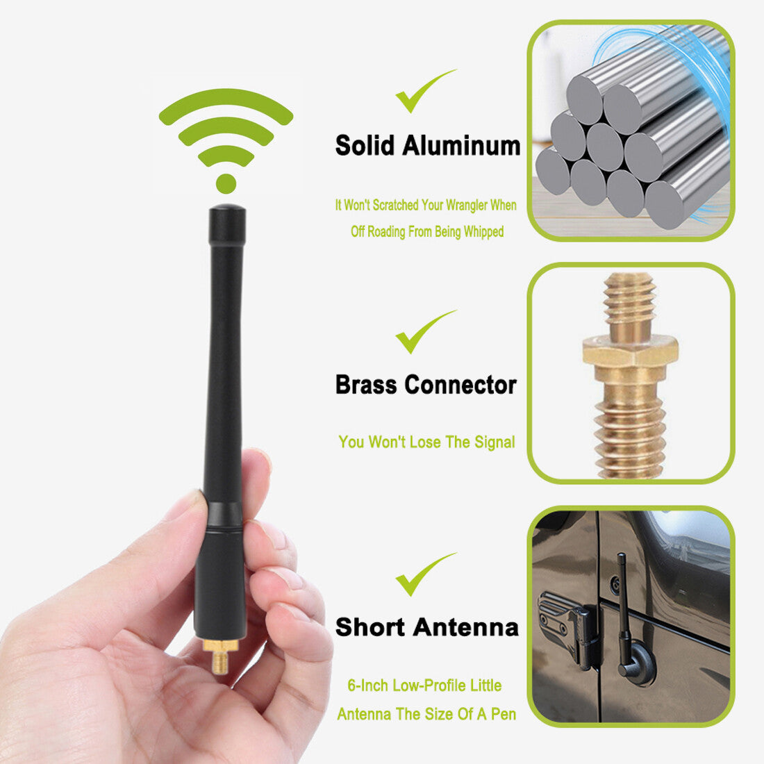 6IN Metal Short Antenna for Jeep for Wrangler Gladiator JL JK JT Rubicon Sahara 07+