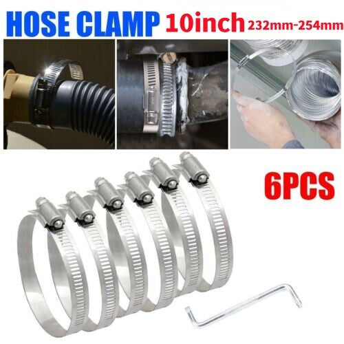 Adjustable 10-inch hose clamp, stainless steel pipe clamp, worm gear clamp, drive clamp
