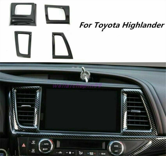 4Carbon Fiber Inner Middle Air Vent Outlet Trim for Toyota Highlander 2015-2019