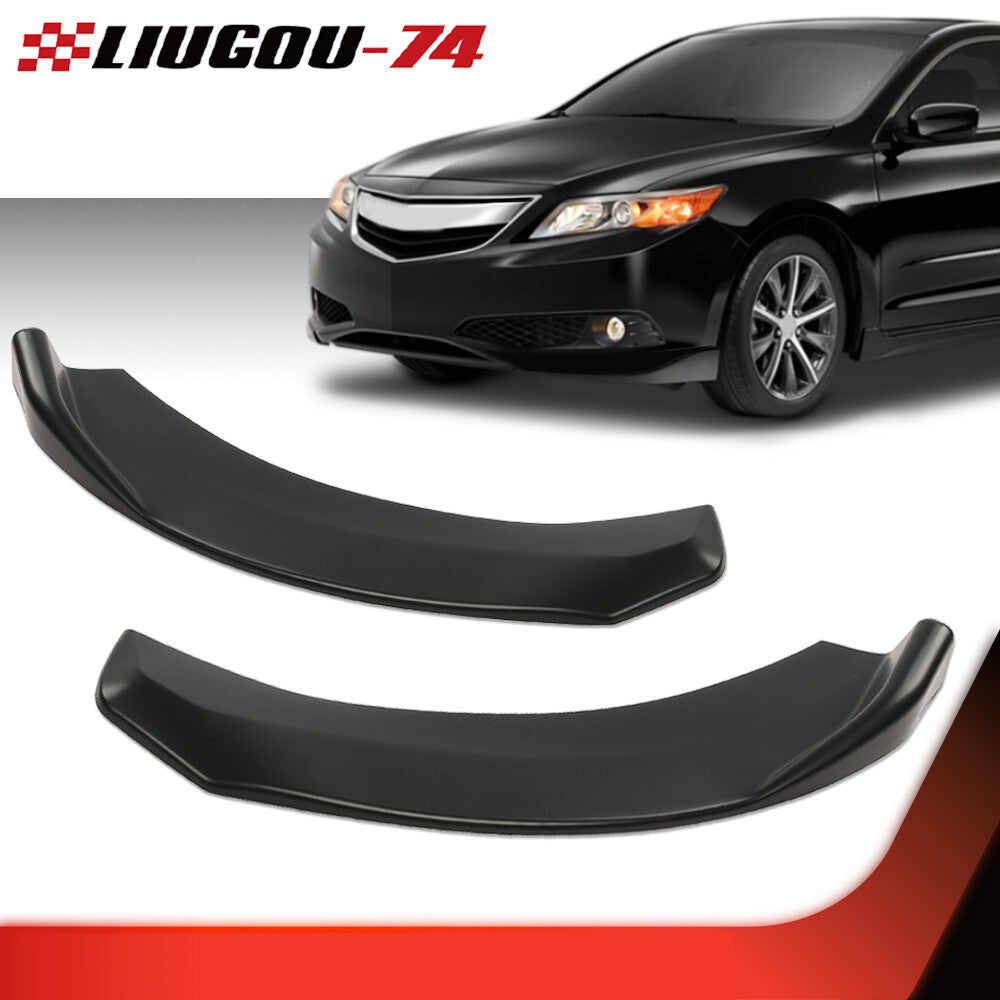 Universal Black Winglet Type Front Bumper Lip Divider Diffuser 2 Pieces Brand New Q
