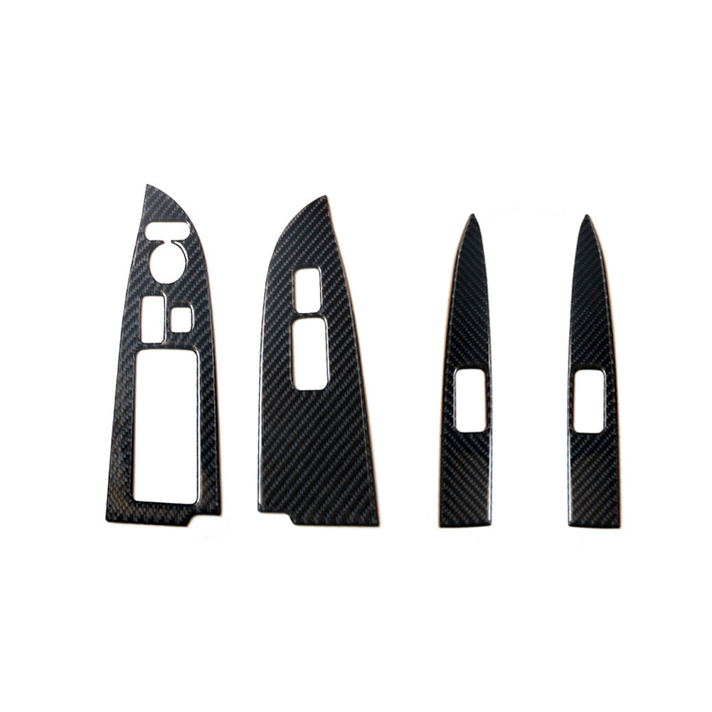 4x Carbon Fiber Window Lift Switch Panel Cover Trim for Honda Odyssey 2005-2010