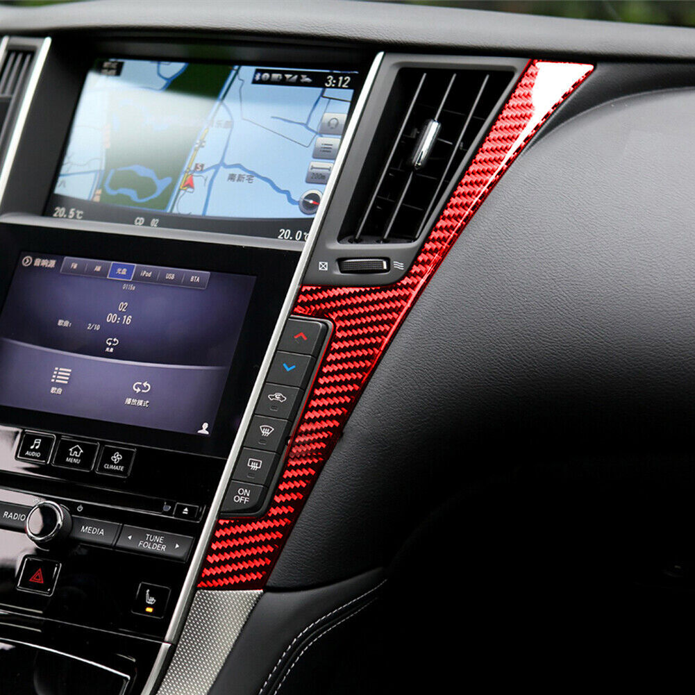 Red Carbon Fiber Central Control Side Panel Trim for Infiniti Q50 Q60 QX60 2014+