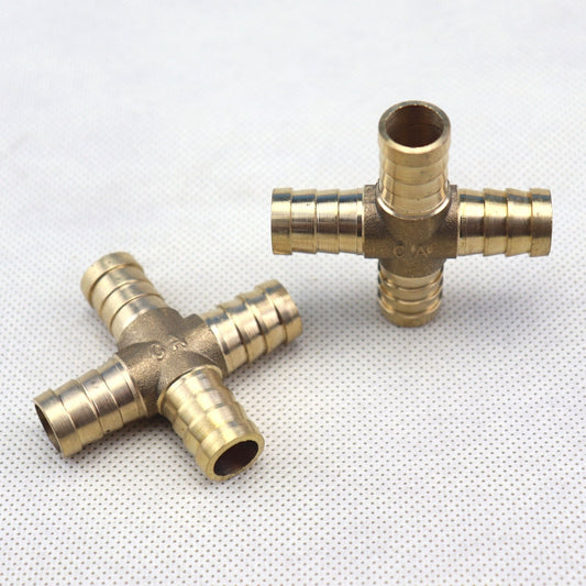 2-piece flexible hose rod, 4-way cross brass fitting, threaded for gas, fuel, water, and air, 1/2 12mm