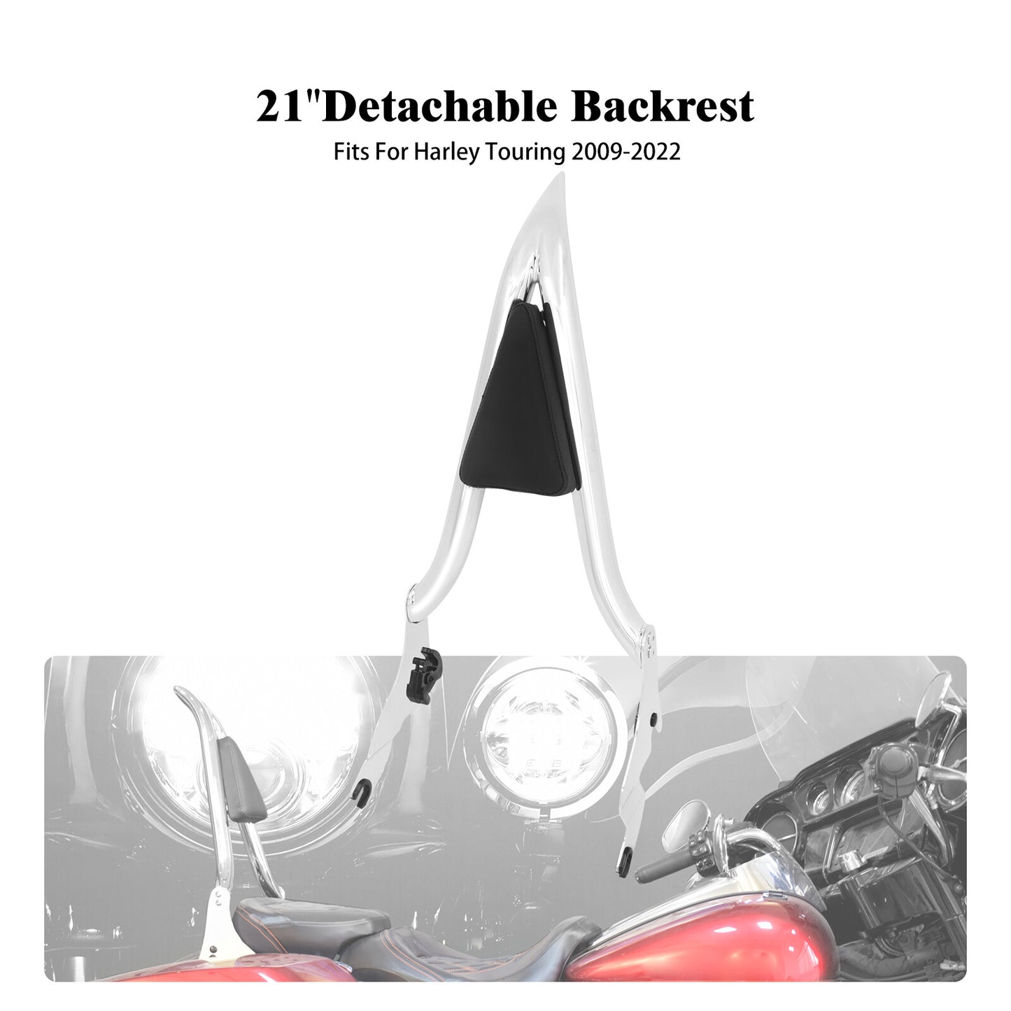 22Chrome Detachable Backrest Sissy Bar Fit for Harley Electra Street Road Glide