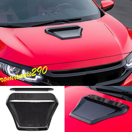for Honda for Civic 2016-20 Carbon Fiber Front Engine Hood Inlet Air Vent Cover Trim