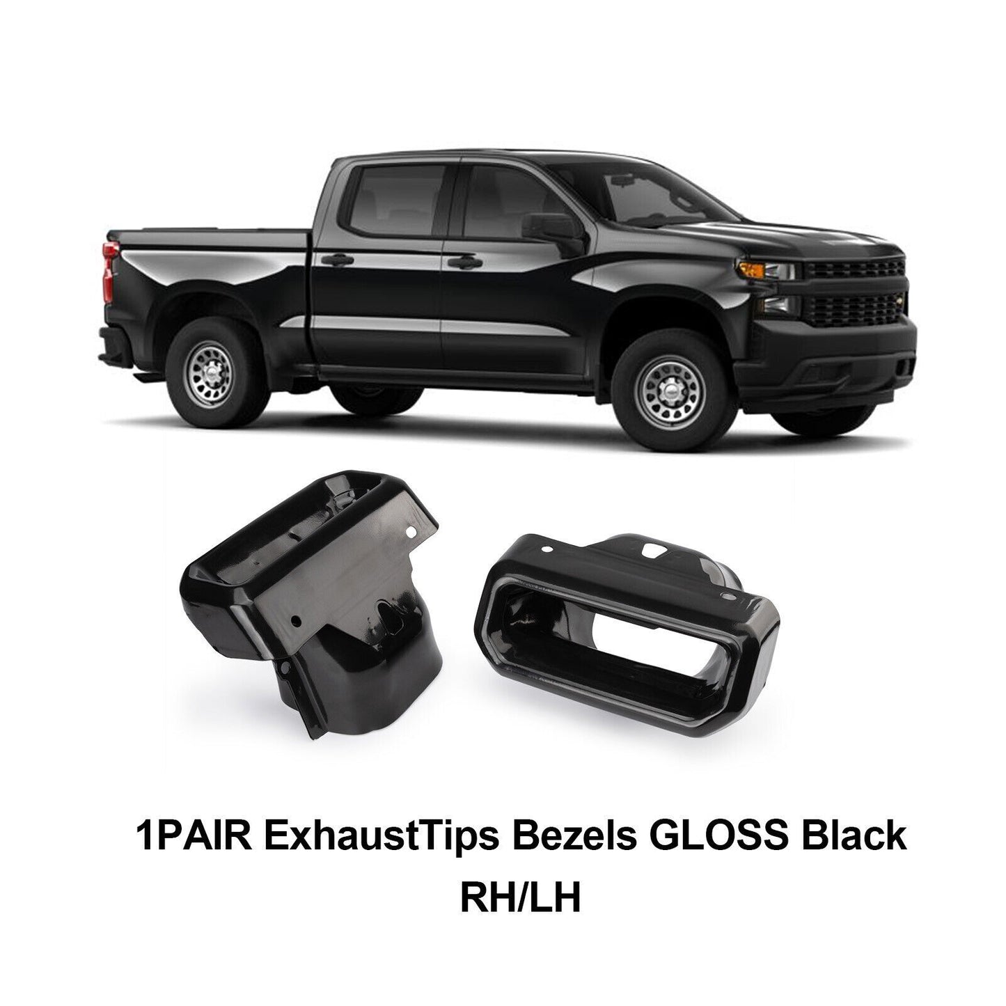 84434642 Exhaust Tips Bezels Frosted Black Fit for GMC for Sierra 1500 2019-2024 Q