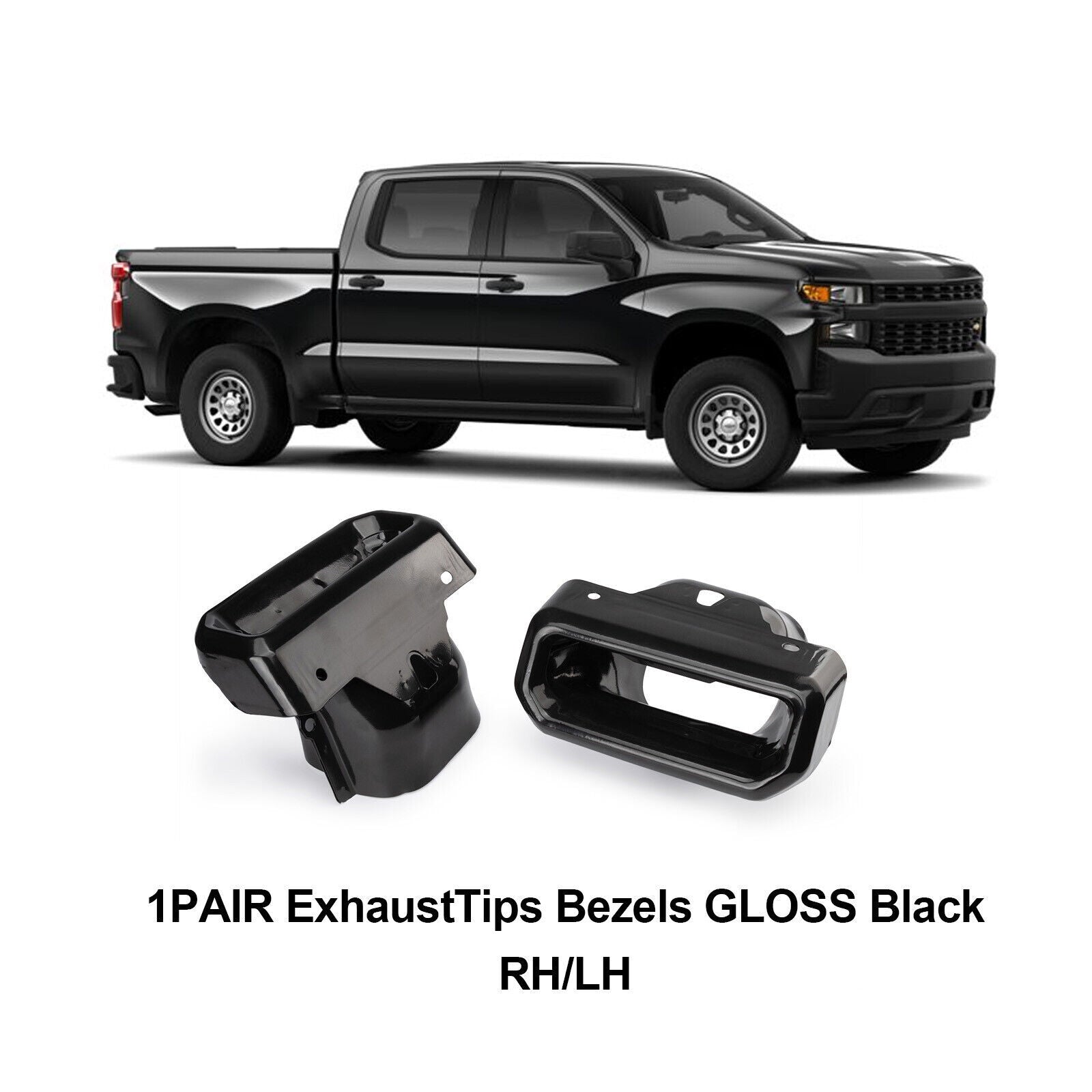84434642 Exhaust Tips Bezels Frosted Black Fit for GMC for Sierra 1500 2019-2024 Q