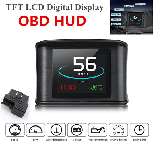 OBD HUD Head-Up Display, Digital Speedometer, Water Temperature, Fuel Gauge - n