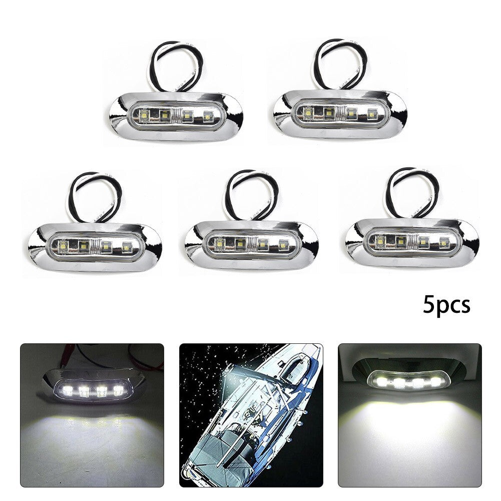 5x Marine Boat LED Courtesy Lights Cabin Deck Walkway Stair Light White 12V -24V v