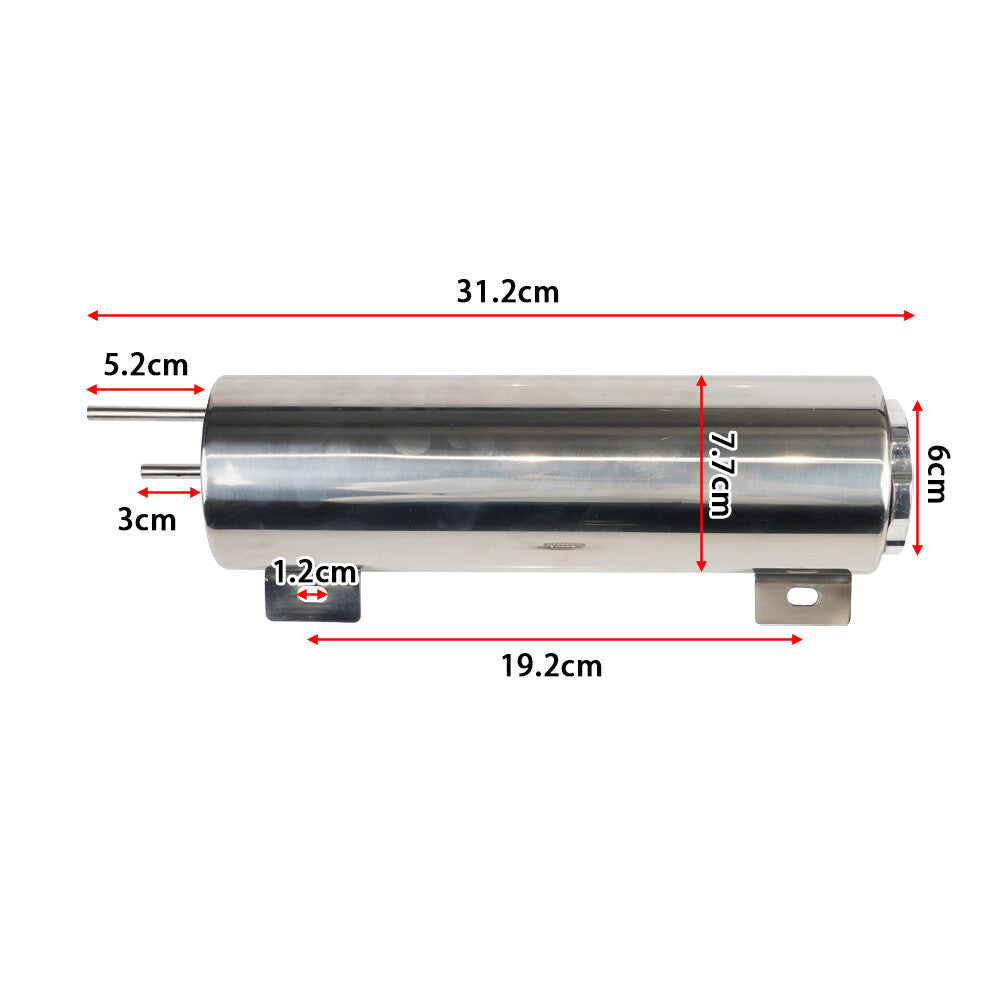 3-inch x 10-inch radiator overflow Puke can, polished stainless steel, 32 oz.