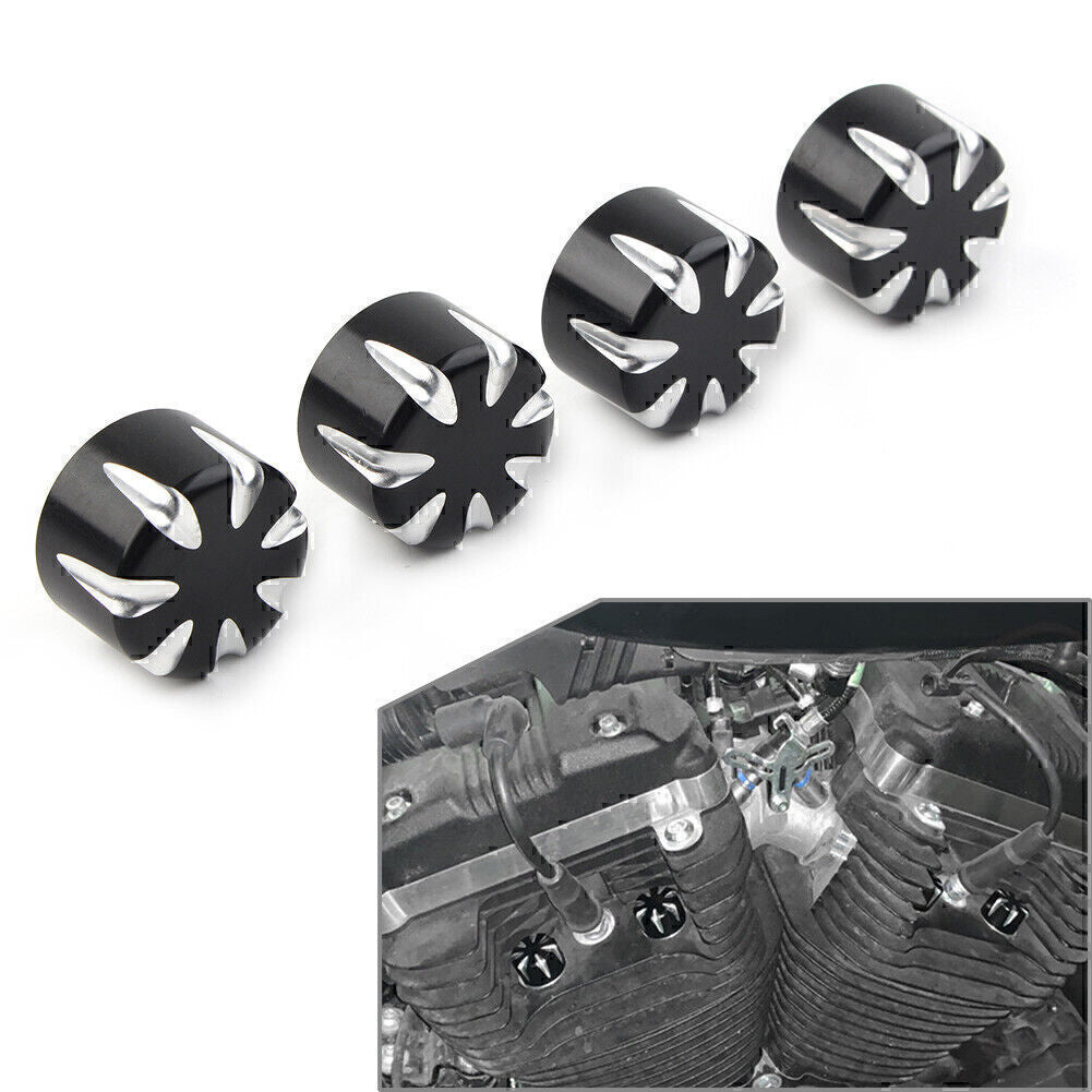 4pcs Motorcycle Engine Screw Topper Cover Head Bolt Caps for Harley 883 Black po Q