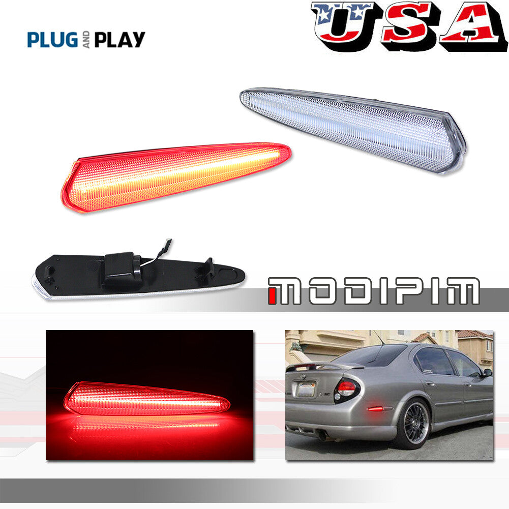 Clear Lens Red LED Rear Side Marker Light Pair for 2000 - 2003 for MXIMA- v