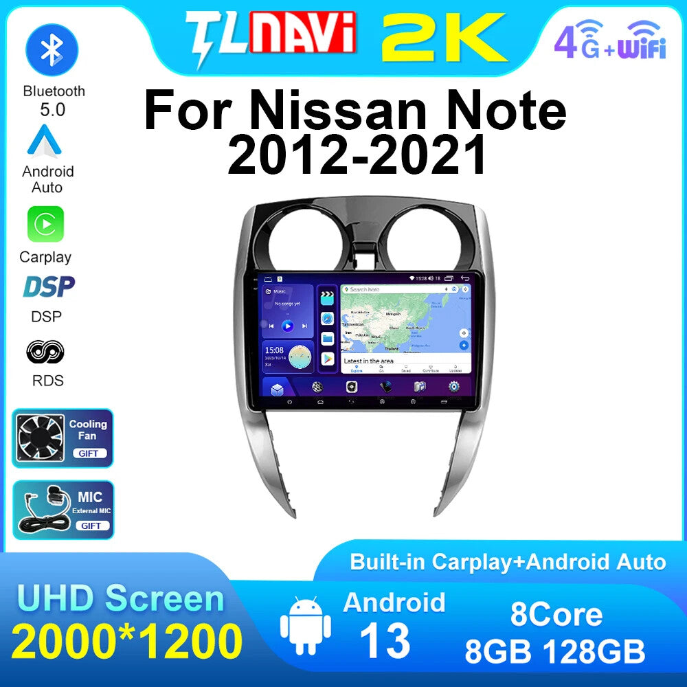 for Nissan Note 2 E12 2012-2021 Carplay Car Radio Audio GPS Video Player Screen