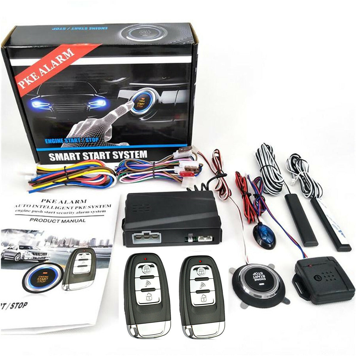 Car engine start keyless entry alarm system button remote start/stop kit - n