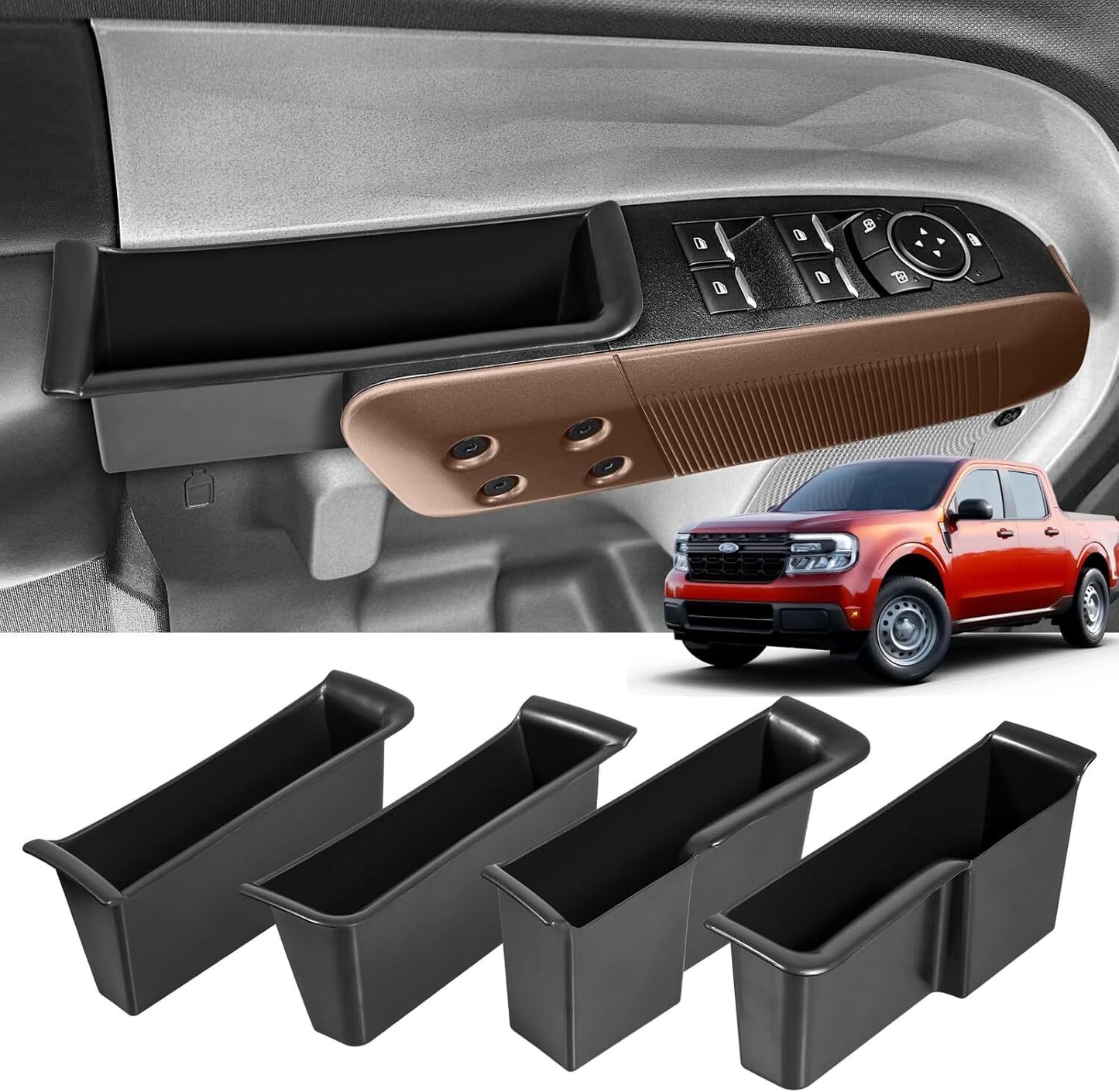 4x For 2022-2025  for ford  Maverick Front Rear Door Storage Box Organizer Accessories Q