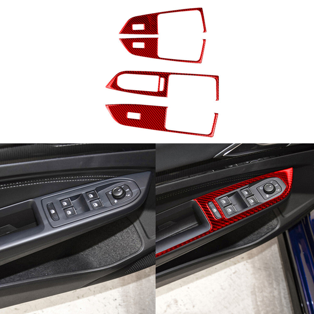 Red Carbon Fiber Upper Glove Box Handle Trim For Silverado for GMC for SIERRA 2014-2018 v