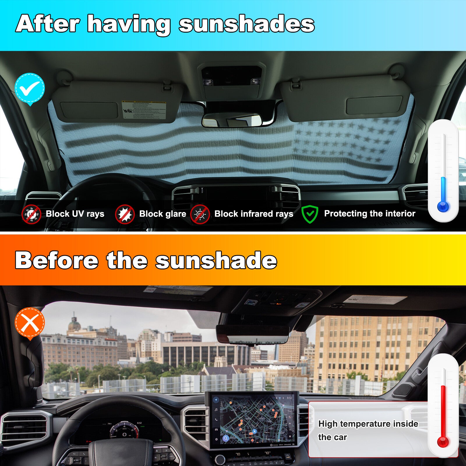 SunShade Windshield Dash Cover Heat Shield for Frontier 2013 - 2021- v