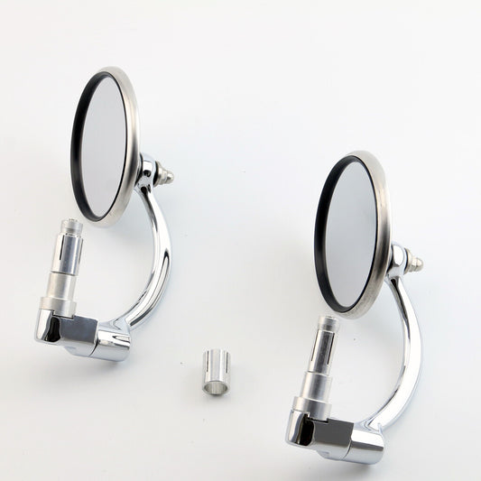 Motorcycle 7/8 22mm Rearview Mirrors Stainless steel stem Vintage Side Mirrors