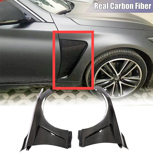 for Infiniti Q50 Q50S 2014-2020 2PCS Carbon Fiber Exterior Side Fender Vent Trim Q
