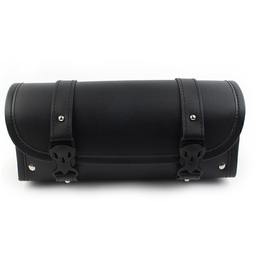 Universal Black PU Leather Motorcycle Side Saddle Bags Storage Fork Tool Pouch Q
