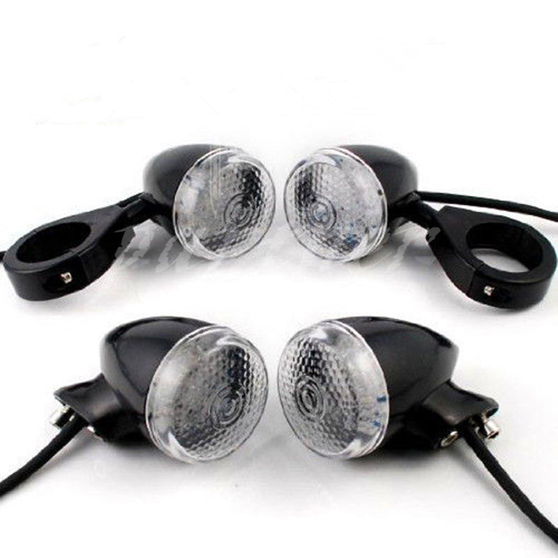 Black Bullet Front Rear Turn Signal Light 41mm Relocation Fork Clamp for Harley Q
