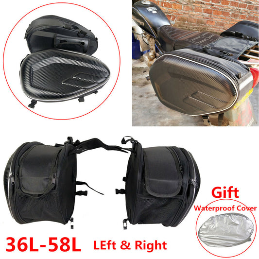 Motorcycle, ATV, 36-58L helmet bag, carbon fiber colored saddlebag. n
